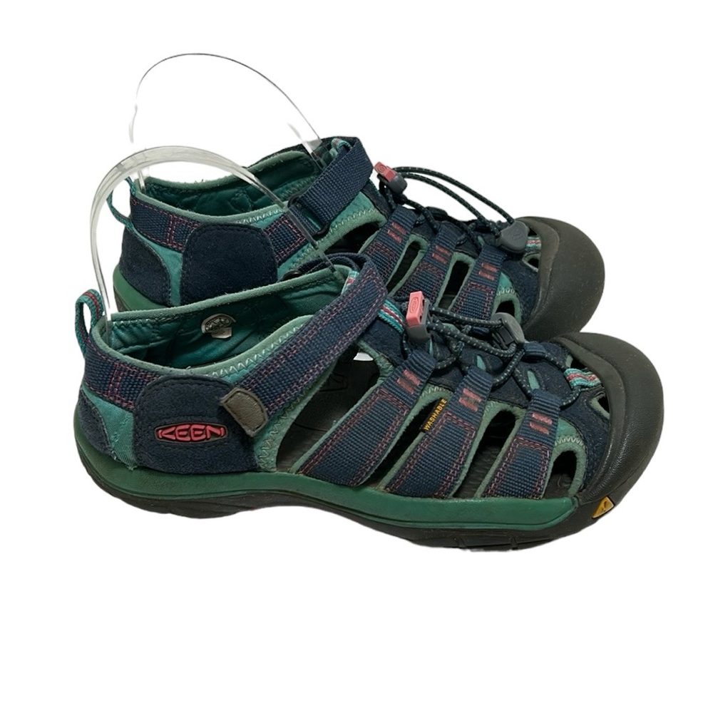 Keen Newport H2 Sport Sandals Gray Bungee Lace Up Hook Loop Outdoor Kids Youth 5